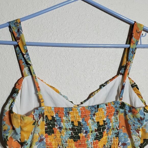 Abercrombie and Fitch Yellow Floral Slim Midi dress Adjustable Straps Size Small - Picture 8 of 11